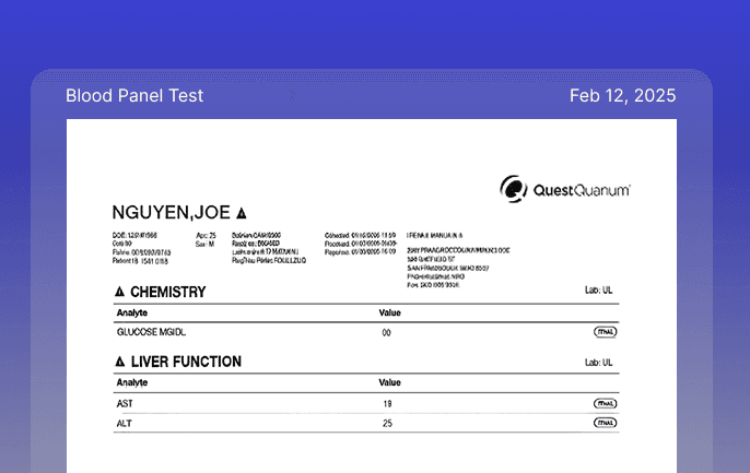 Upload blood tests and health records